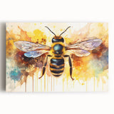 Vibrant stretched canvas wall art showcasing a detailed bee design, perfect for nature lovers and home decor enthusiasts, enhancing any interior space.