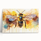 Stretched canvas artwork featuring a vibrant bee and arachnid design, showcasing intricate details and rich colors, perfect for nature-themed home decor.
