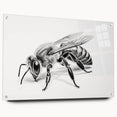 Acrylic glass wall art featuring a detailed bee and arachnid design, elegantly displayed from the side with pins for mounting, perfect for nature-themed decor.