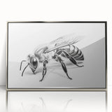 Framed wall art featuring a detailed design of bees and arachnids in vibrant colors, set in a sleek silver frame, ideal for nature enthusiasts and home decor.