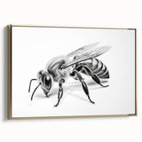 Framed wall art showcasing a detailed design of bees and arachnids, featuring a gold frame and a side view perspective, perfect for nature enthusiasts' decor.