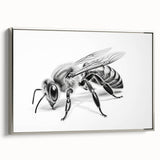 Framed canvas wall art showcasing a detailed insect and arachnid bee design, with a sleek silver frame, perfect for nature enthusiasts and modern decor.