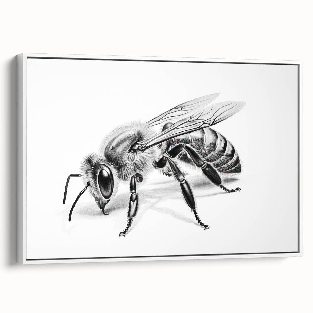 Framed wall art showcasing a vibrant bee and arachnid design on a white canvas, adding a modern touch to any room décor. Ideal for nature lovers and art enthusiasts.