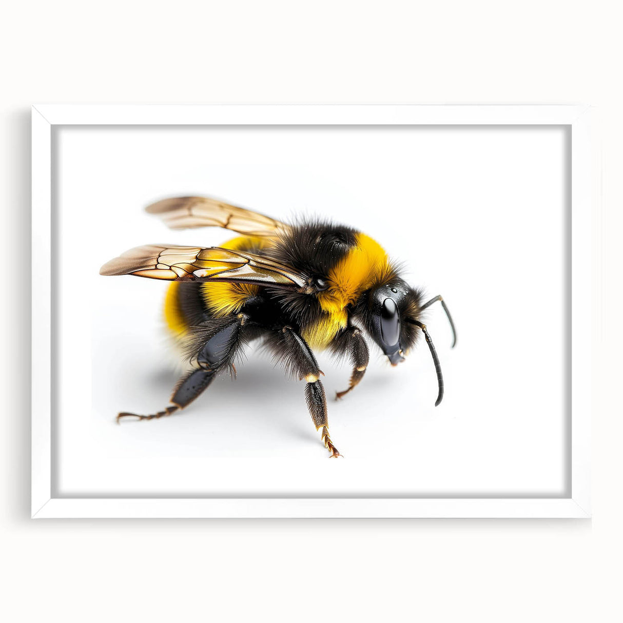 Framed wall art featuring a detailed design of bees and arachnids, presented in a white mat, ideal for nature lovers and insect enthusiasts, enhancing home decor.