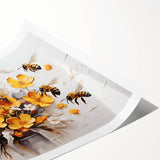 Bees-themed wall art print showcasing intricate insect and arachnid illustrations in vibrant colors, ideal for nature enthusiasts and home decor.