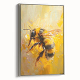 Framed wall art featuring a detailed design of bees and arachnids, set in a silver frame, showcasing intricate colors and textures ideal for nature enthusiasts.