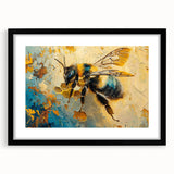 Framed black wall art showcasing a detailed design of bees and arachnids, featuring a mat for added dimension, perfect for nature enthusiasts and home decor.