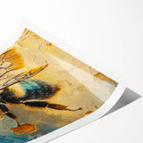 Vibrant wall art print showcasing a detailed illustration of bees and arachnids, featuring intricate designs and rich colors, ideal for nature enthusiasts and home decor.