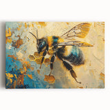 Colorful stretched canvas wall art showcasing a detailed design of bees and arachnids, perfect for nature enthusiasts and modern home decor.