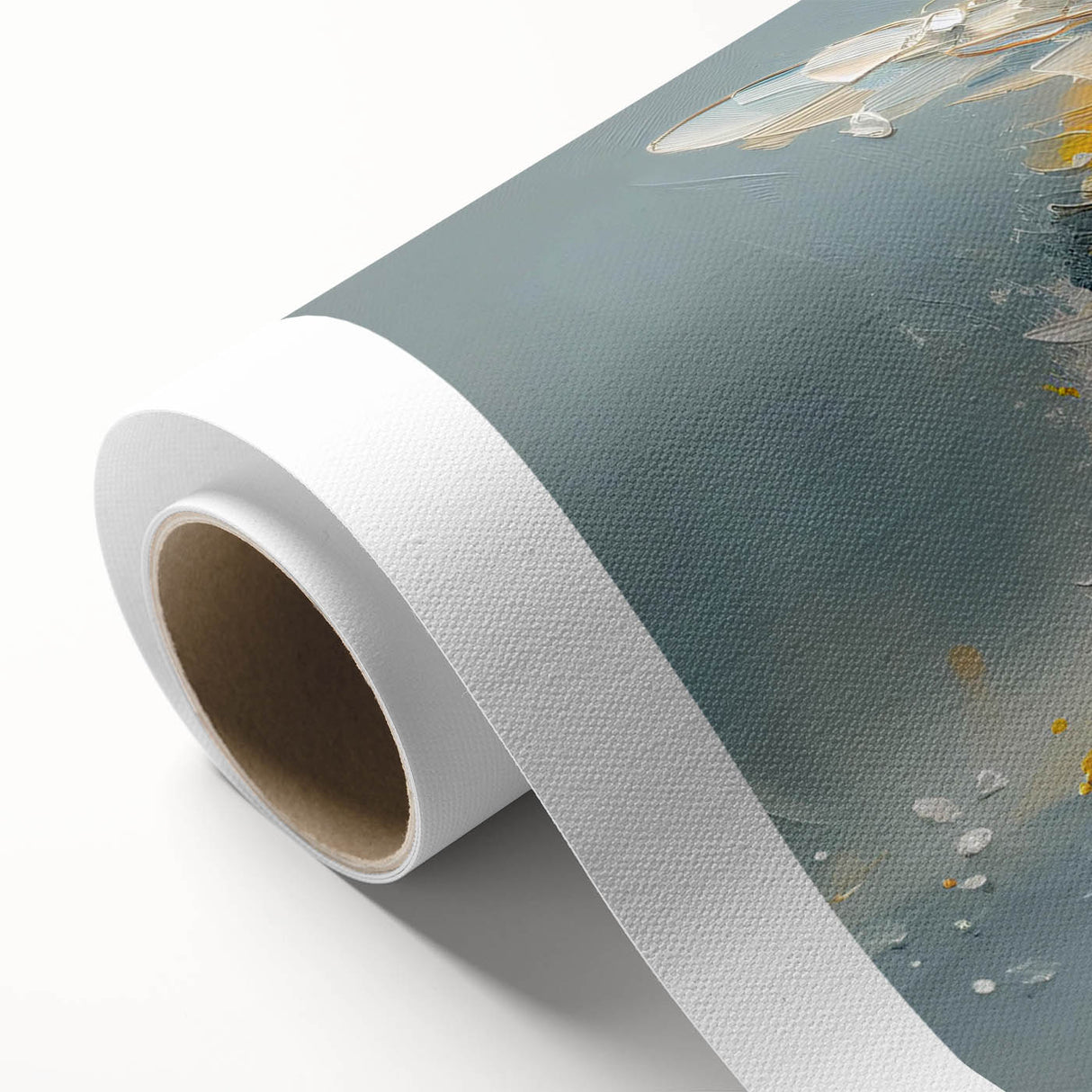 Colorful rolled canvas artwork showcasing a vibrant bee and arachnid design, perfect for nature enthusiasts. Ideal for home decor or educational displays.