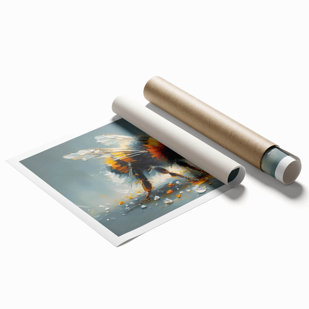 Colorful insect and arachnid wall art collection featuring detailed bee illustrations, ideal for nature lovers, displayed in a rolled print format for easy framing.