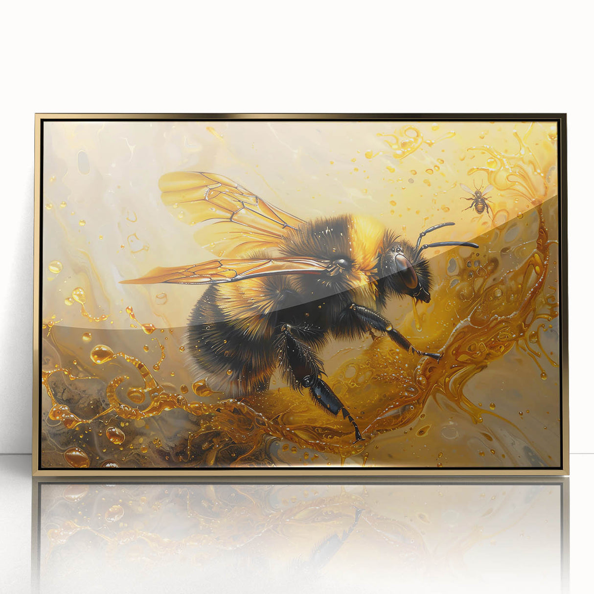 Framed wall art collection showcasing a detailed insect and arachnid design with bees, featuring a gold-acrylic front and modern aesthetic, perfect for nature lovers.