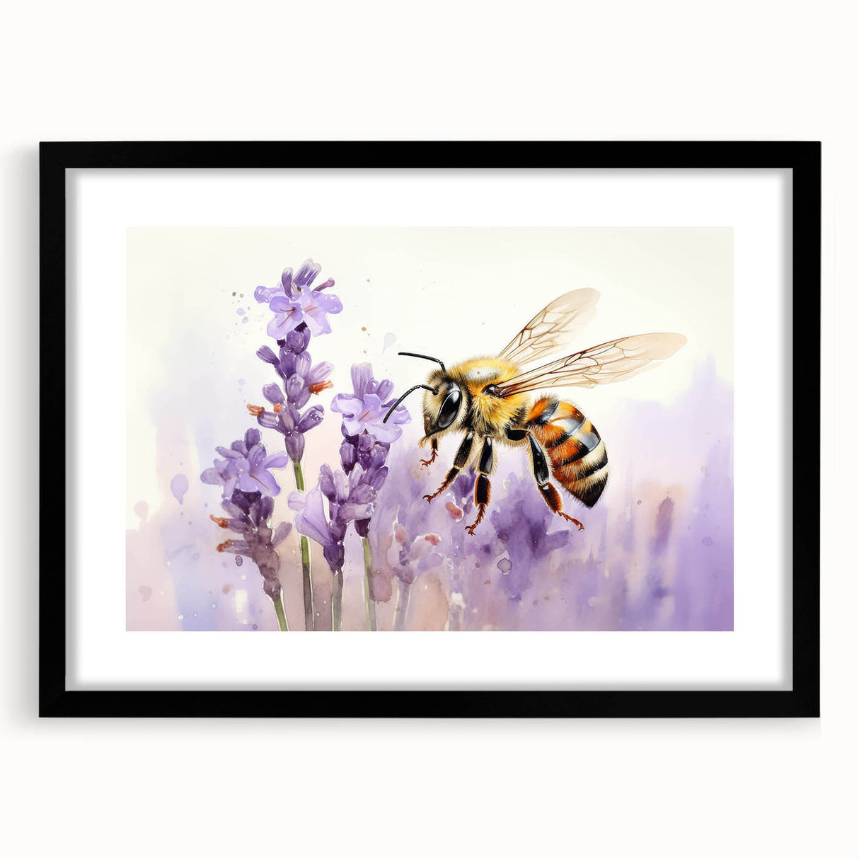 Framed wall art design showcasing a detailed collection of bees and arachnids, featuring a sleek black mat and modern aesthetics, perfect for nature enthusiasts.
