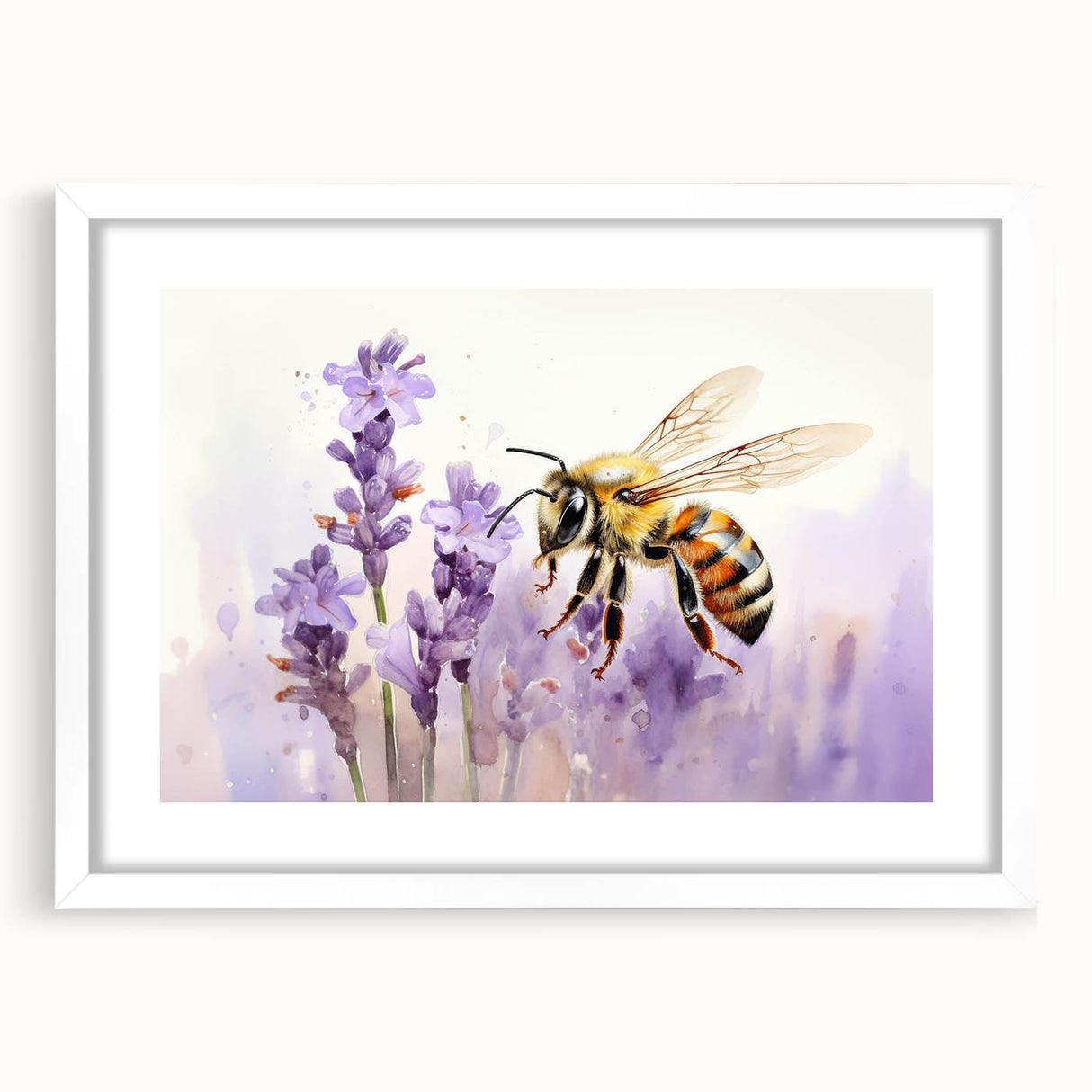 Framed wall art collection showcasing detailed insect and arachnid bee designs, featuring a white mat and sleek frame, perfect for nature enthusiasts.