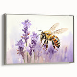 Framed canvas wall art showcasing a detailed design of bees and arachnids, highlighted with a silver frame, ideal for nature enthusiasts and modern decor.