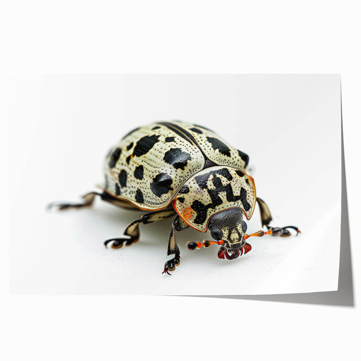 Beetle-themed wall art print showcasing intricate insect and arachnid designs in vibrant colors, rolled for easy display and shipping, perfect for nature enthusiasts.