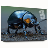 Acrylic wall art showcasing a detailed insect and arachnid beetle design from a unique collection, viewed from the side, highlighting vibrant colors and intricate patterns. Ideal for nature enthusiasts and modern decor.