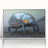 Framed acrylic wall art showcasing a detailed beetle design from the Insect and Arachnid collection, set against a white background. Ideal for nature enthusiasts.