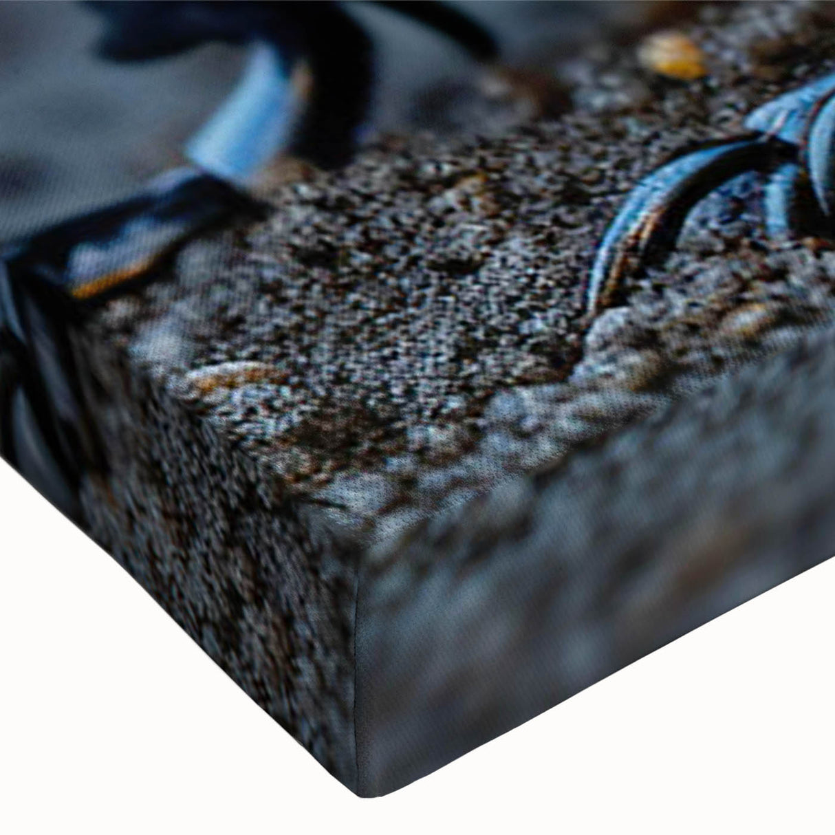 Close-up of a beautifully designed beetle wall art canvas featuring intricate insect and arachnid patterns with vibrant colors, perfect for nature enthusiasts and modern decor.