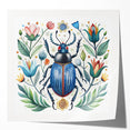 Colorful beetle and arachnid wall art collection displayed in a mockup setting, showcasing intricate designs and glossy finish, ideal for nature enthusiasts.