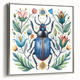 Framed wall art featuring a detailed beetle design from the Insect and Arachnid collection, showcasing intricate patterns and vibrant colors, perfect for nature enthusiasts.