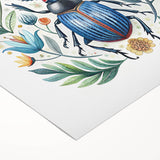 Rolled canvas wall art showcasing a vibrant insect and arachnid beetle design, featuring detailed illustrations in vivid colors, perfect for nature enthusiasts and modern decor.