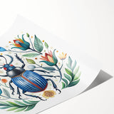 Colorful beetle and arachnid wall art design showcasing intricate details of various insects, printed on high-quality material, perfect for home decor enthusiasts.