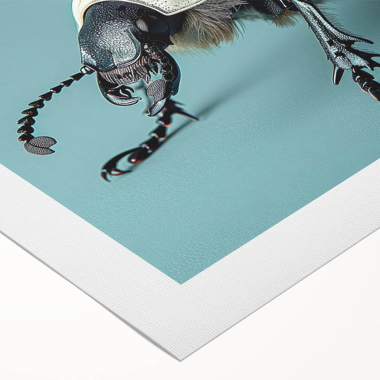 Colorful rolled canvas featuring a detailed insect and arachnid beetle design, showcasing vibrant hues and intricate patterns, ideal for nature-themed decor.