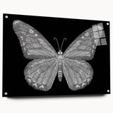 Acrylic wall art showcasing a vibrant butterfly design from the Insect and Arachnid collection, elegantly displayed with pins for mounting, set against a neutral background.