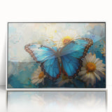 Framed wall art featuring a vibrant butterfly and insect design in acrylic, showcasing intricate details and vivid colors, perfect for nature enthusiasts and home decor.