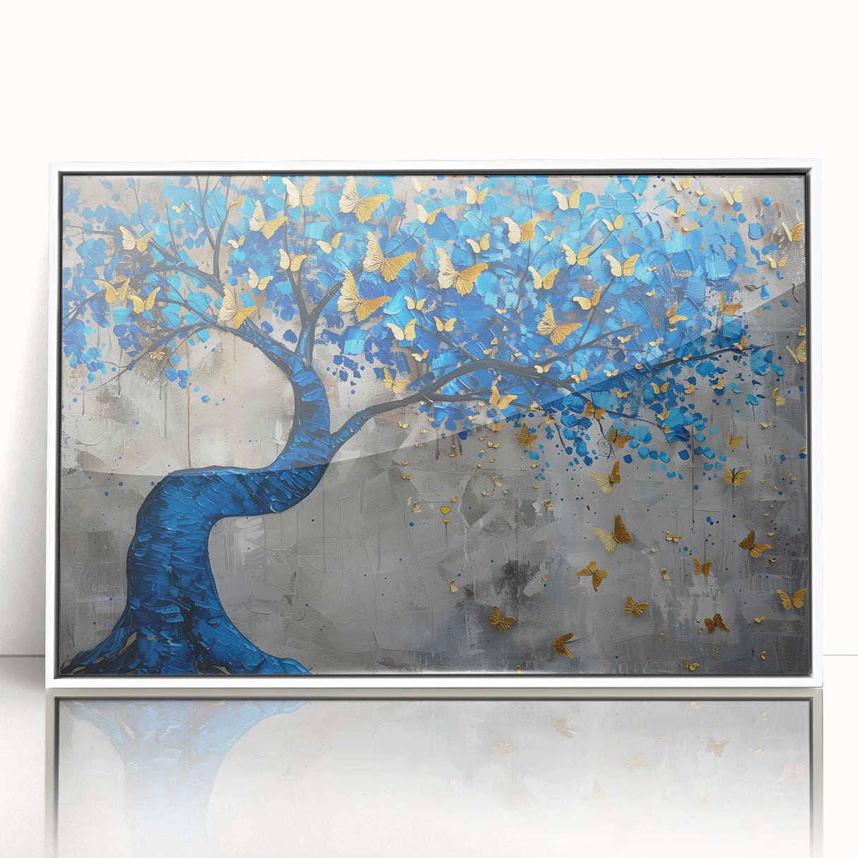 Framed wall art featuring a colorful butterfly design, showcasing intricate insect and arachnid illustrations against a white background, ideal for nature-themed decor.