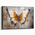 Framed wall art featuring a vibrant butterfly design from the Insect and Arachnid collection, showcased in a sleek black frame, perfect for modern decor.