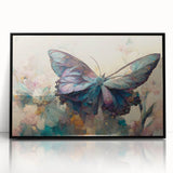 Framed acrylic wall art featuring a vibrant butterfly design from the Insect and Arachnid collection, set against a sleek black background, perfect for nature enthusiasts.
