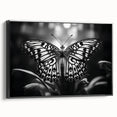 Framed wall art showcasing a colorful butterfly design from the Insect and Arachnid collection, featuring a sleek black frame and a side view perspective, perfect for enhancing modern decor with a touch of nature.