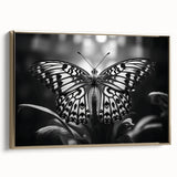 Framed wall art featuring a colorful butterfly design in a gold frame, showcasing intricate details and vibrant hues, ideal for enhancing modern decor.