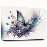 Colorful butterfly wall art collection displayed in an acrylic glass frame, showcasing intricate insect and arachnid designs, perfect for home decor.