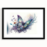 Black-framed wall art featuring a detailed butterfly design, part of an insect and arachnid collection, showcasing vibrant colors and intricate patterns, ideal for nature enthusiasts.