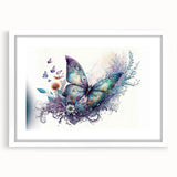 Butterfly-themed wall art collection featuring detailed insect and arachnid designs in a white frame with matting, perfect for enhancing home decor.