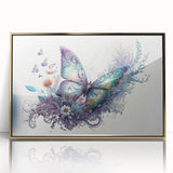 Framed wall art showcasing a detailed butterfly design, featuring vibrant colors against a gold-acrylic background, perfect for insect and arachnid enthusiasts.