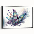Framed canvas wall art showcasing a detailed butterfly design, featuring vibrant colors and intricate patterns, set against a sleek black frame for stylish home decor.