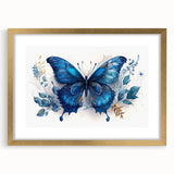 Elegant framed wall art featuring a detailed butterfly design from the Insect and Arachnid Collection, accented with a gold frame and mat, perfect for enhancing home decor.