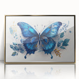 Framed acrylic wall art showcasing a vibrant butterfly design with intricate insect and arachnid motifs, featuring a gold frame that enhances its elegance. Perfect for nature-inspired decor in modern settings.