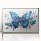 Framed wall art featuring a colorful butterfly design from the Insect and Arachnid collection, presented in a sleek silver frame, ideal for modern decor.