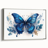 Framed canvas wall art showcasing a colorful butterfly design inspired by insects and arachnids, with a sleek silver frame, perfect for home decor.