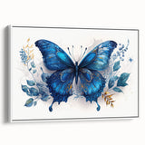 Framed canvas wall art featuring a vibrant butterfly design from the Insect and Arachnid collection, showcasing intricate details and bright colors against a white background, ideal for nature enthusiasts and home decor.