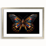 Framed wall art featuring a detailed butterfly design from the Insect and Arachnid collection, displayed in a silver frame with a white mat, enhancing any decor.