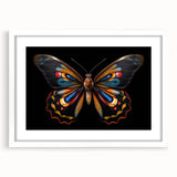 Framed wall art featuring a vibrant butterfly design from the Insect and Arachnid collection, showcasing intricate details and a clean white mat, perfect for nature enthusiasts.