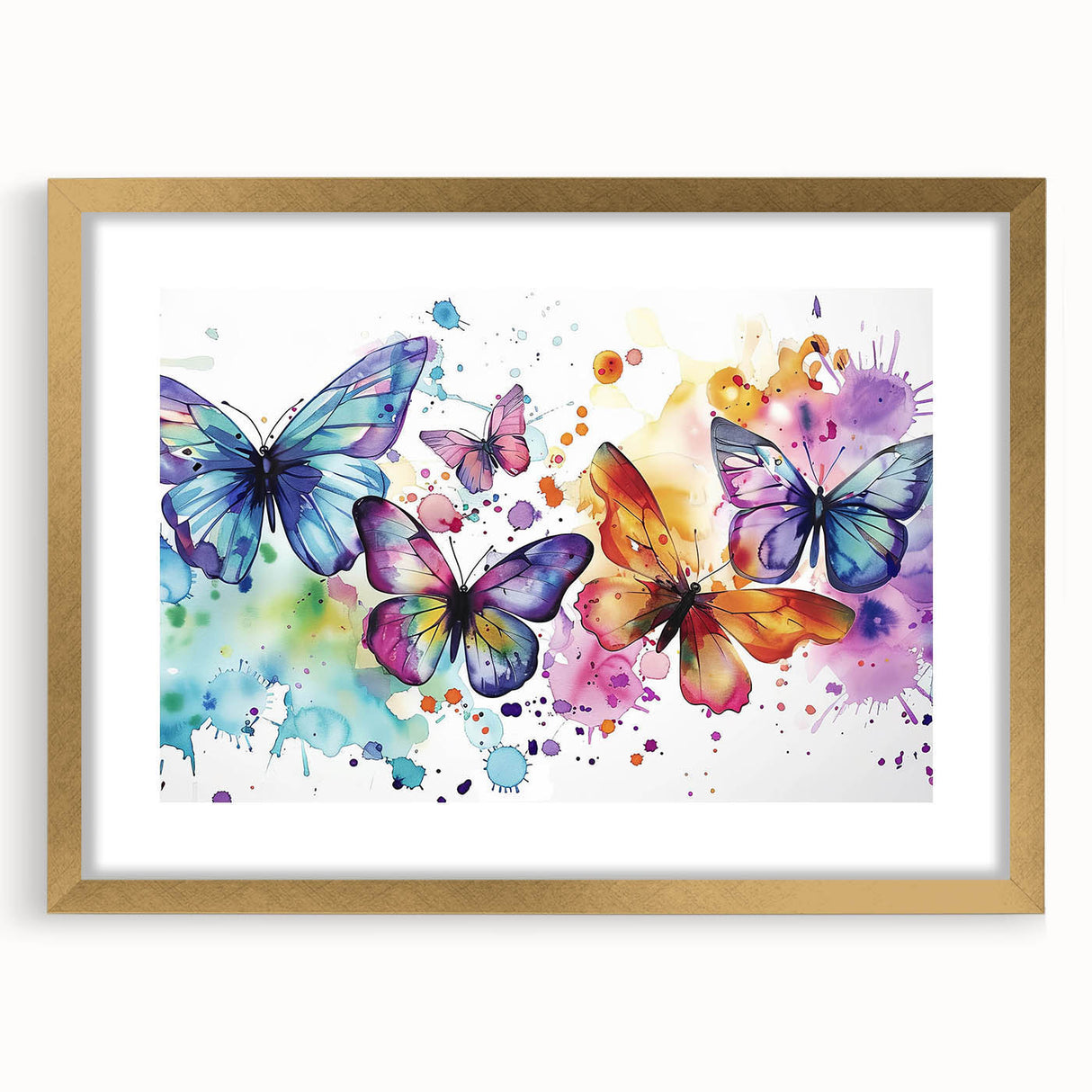 Decorative wall art featuring a butterfly and arachnid design in a gold frame with matting, perfect for nature-inspired home decor accents.