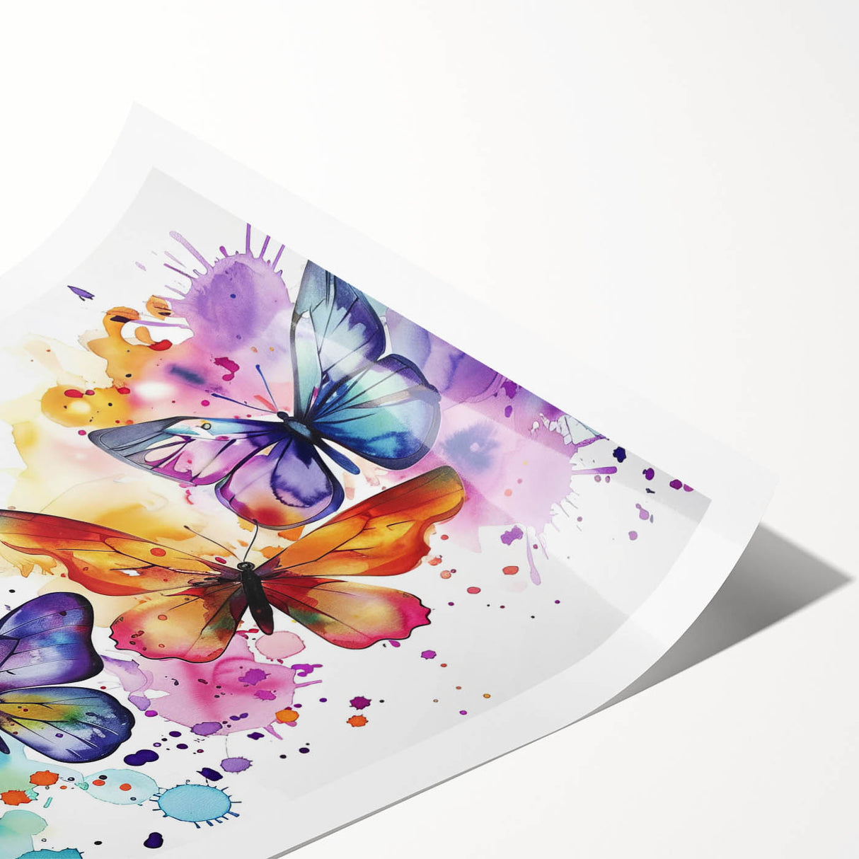 Colorful butterfly and arachnid wall art design rolled print showcasing intricate details and vibrant hues, perfect for home decor or art collection.