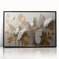 Framed wall art featuring an intricate butterfly design, showcasing vibrant colors against a sleek black background, perfect for adding elegance to any decor.